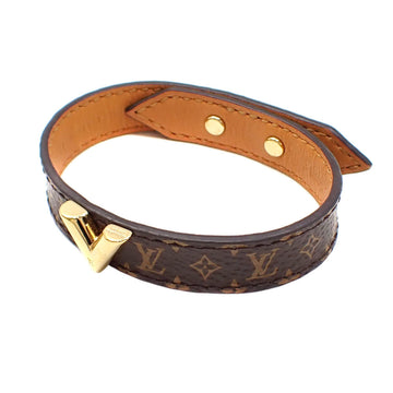 LOUIS VUITTON Bracelet Essential V Women's M6042F Monogram Brown Calf Leather Size 17