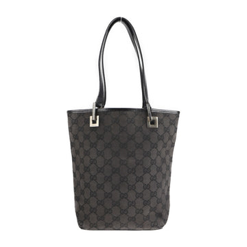 GUCCI tote bag 002 1099 002053 GG canvas leather gray black handbag