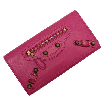 Balenciaga long wallet pink gold leather