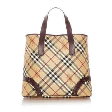 Burberry Nova Check Shadow Horse Handbag Brown Beige PVC Leather Ladies BURBERRY