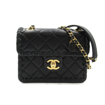 CHANEL Matelasse ChainShoulder Black Lambskin [sheep leather]