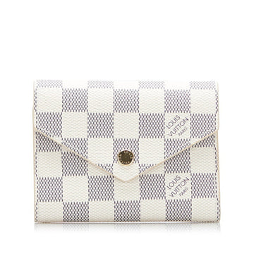 Louis Vuitton Damier Azur Portefeuille Victorine Bifold Wallet Compact N64022 White PVC Leather Women's LOUIS VUITTON