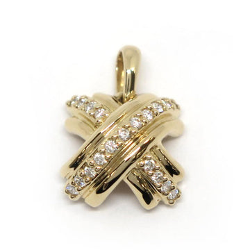 TIFFANY K18YG Signature Diamond Necklace Pendant Top Ladies