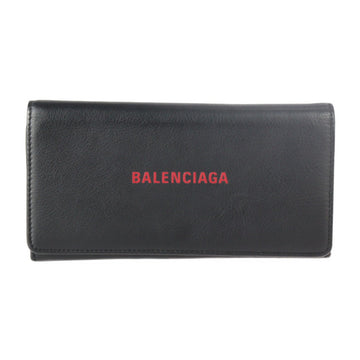 Balenciaga Everyday Folio Wallet 555709 Leather Black Red Silver Hardware Long
