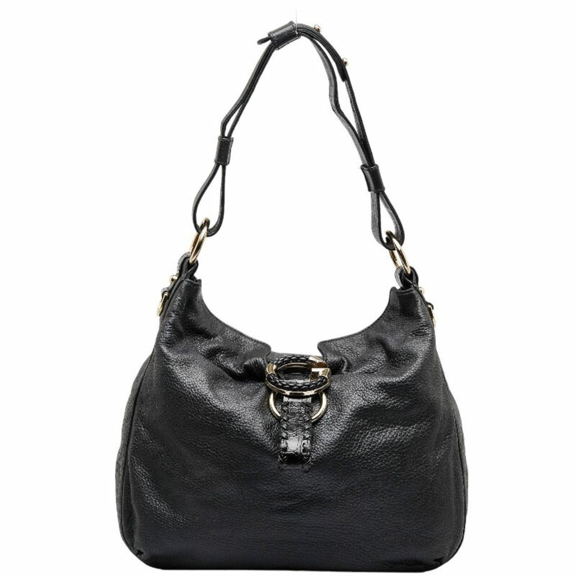 Gucci black leather discount handbag