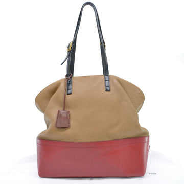 FENDI Shoulder Bag Beige Red Black Gold Color Leather Women's 8BN232-FKE
