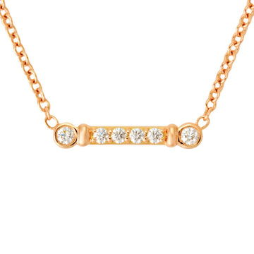 TIFFANY&Co Fleur de Lis Key Bar Pendant Necklace Diamond K18RG