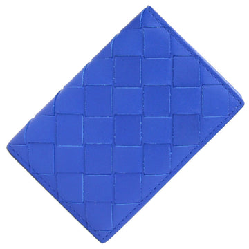 BOTTEGA VENETA Card Case Intrecciato Flap 592619 Blue Calfskin Business Holder Men