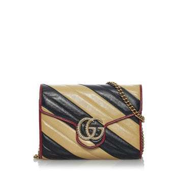 Gucci GG Marmont Chain Shoulder Bag 573807 Beige Black Red Leather Ladies GUCCI