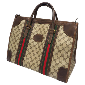 OLDGUCCI Old Gucci Boston bag Dulles Handbag Doctor Unisex Shelly line GG pattern Pigskin Brown Beige