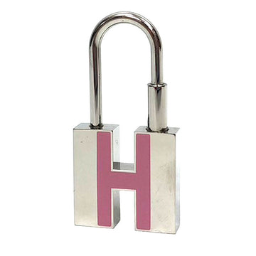 HERMES Key Hook Keychain Bag Charm H Cadena Light Pink/Silver
