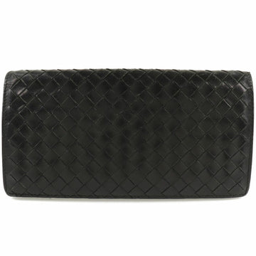 BOTTEGA VENETA intrecciato 156819 leather black unisex long wallet