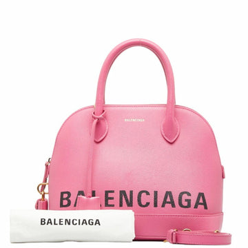 BALENCIAGA Ville S Handbag 518873 Pink Black Leather Ladies