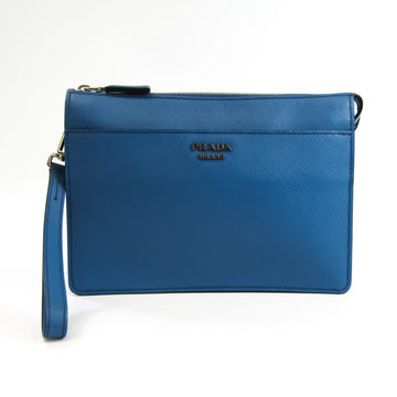 Prada Saffiano 2VF025 Women,Men Leather Clutch Bag Blue