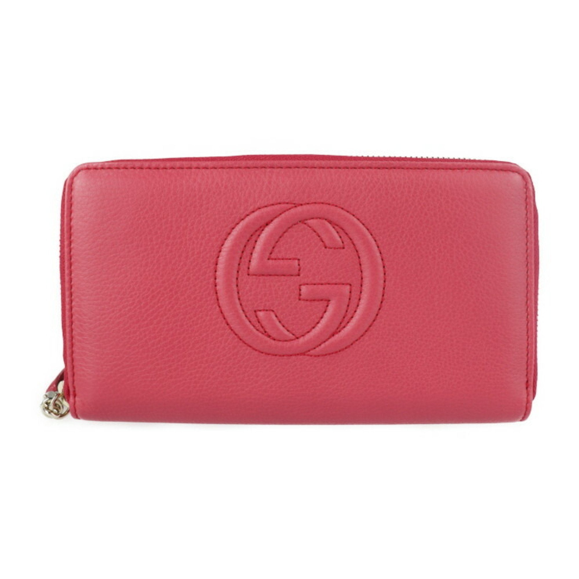 Gucci Soho Interlocking G Long Wallet 308280 Leather Pink Series Gold