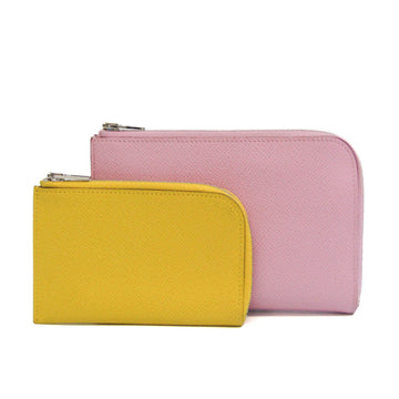 HERMES Remix Combine Women's Epsom Leather Coin Purse/coin Case Pink,Yellow