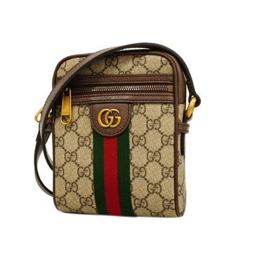 GUCCI Shoulder Bag GG Supreme Sherry Line Ophidia 598127 Leather Brown Beige Gold Hardware Women's