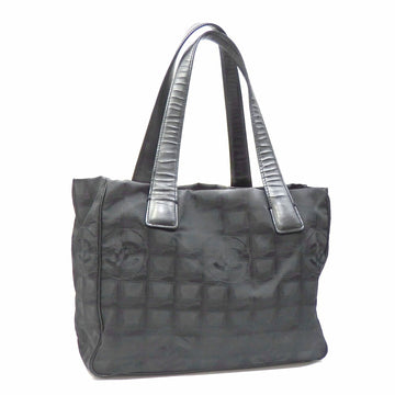 Chanel Tote Bag Newline PM Ladies Black Nylon Leather Hand Coco Mark