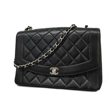 Chanel Shoulder Bag Matelasse Diana Flap Single Chain Lambskin Black Silver metal