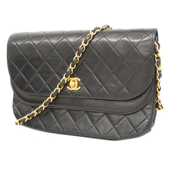 Chanel Matelasse Chain Shoulder Lambskin Women's Leather Shoulder Bag Black