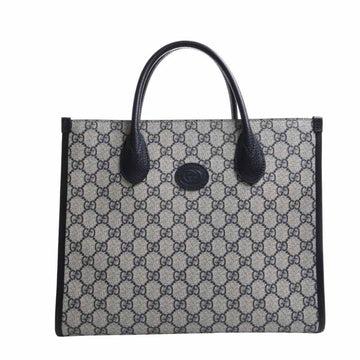 GUCCI GG Supreme Small Tote Bag 659983 Beige Navy Ladies