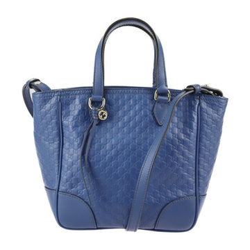 GUCCI Micro sima Handbag 449241 Leather Blue Gold Hardware 2WAY Shoulder Bag