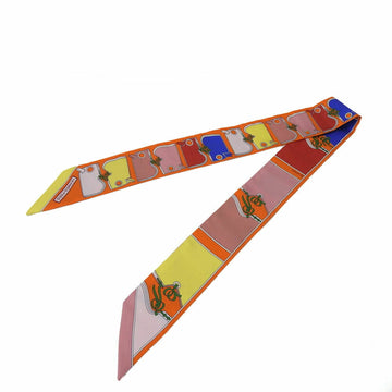 HERMES Twille scarf Accessories CAMAILS 100% Silk Orange Multicolor orange multicolor