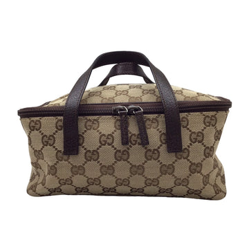 GUCCI GG Canvas Vanity 124540 Bag Handbag Beige Brown Leather Lunch Case Women Men Unisex