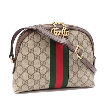 GUCCI GG Shoulder Bag Ophidia Women's Beige Ebony PVC Leather 499621 K05NG 8745 Supreme Sherry Webbing Line A210513