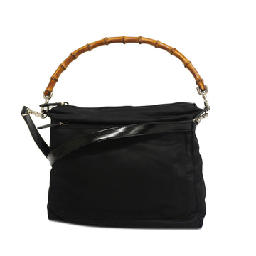 GUCCIAuth  Bamboo 2way Bag 000 2058 0509 5 Nylon Handbag,Shoulder Bag Black