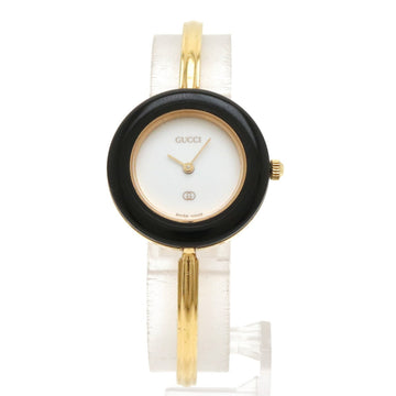 GUCCI Change Bezel White Dial GP Ladies Quartz Watch 1100-L