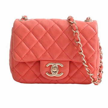 Chanel Lambskin Mini Matrasse Coco Mark Chain Shoulder Bag Orange