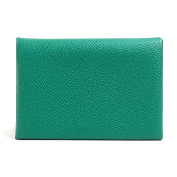 HERMES Card Case Coin Calvi Duo Vaux Epson Vert Jade Unisex