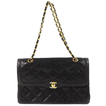 Chanel Chain Shoulder Matelasse Paris Limited Calf Black Women's Bag