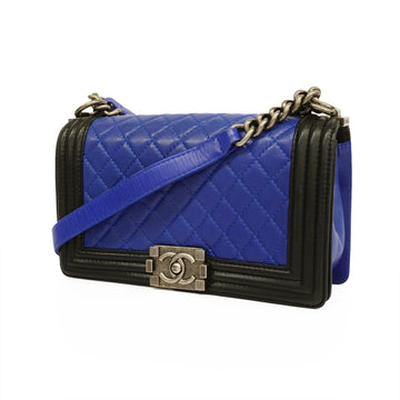 Chanel Shoulder Bag Boy Chanel Chain Shoulder Lambskin Blue Silver metal