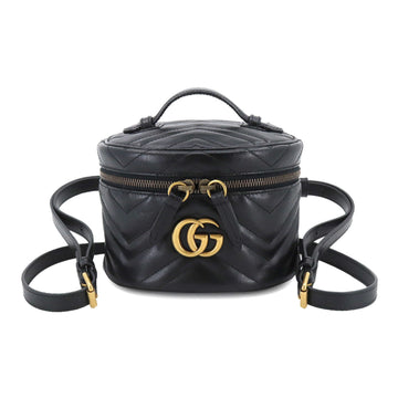 GUCCI GG Marmont Mini Backpack Rucksack Leather Black 598594 Gold Metal Fittings