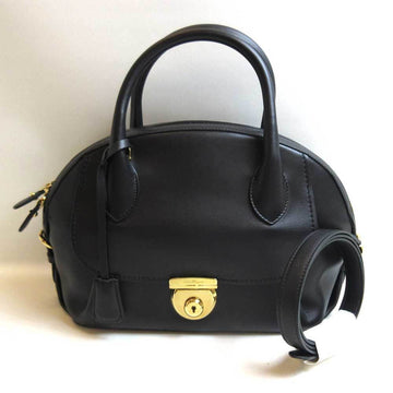 SALVATORE FERRAGAMO Fiamma Black Handbag Shoulder 2way Leather SalvatoreFerragamo