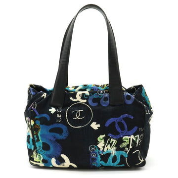 CHANEL New Line Tote PM Bag Nylon Leather Black Multicolor Hawaii Limited