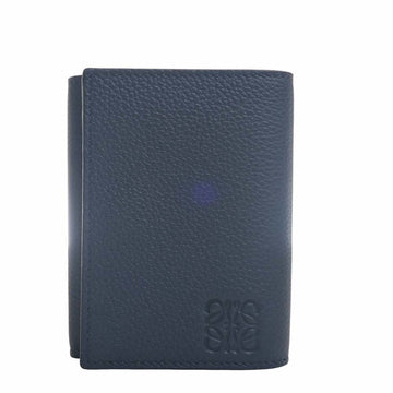 LOEWE Leather Anagram Trifold Wallet Navy Women's