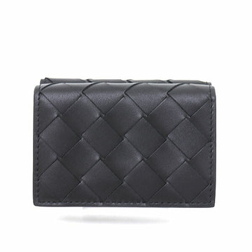 BOTTEGA VENETA Intrecciato Tiny Trifold Lambskin Black 666944 Wallet