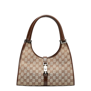 GUCCI GG Canvas Jackie Handbag Shoulder Bag 002 1067 Beige Brown Leather Women's