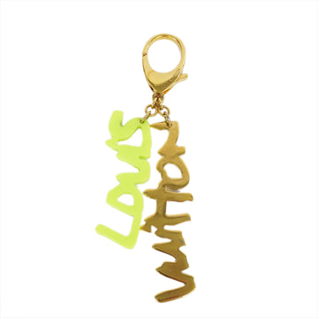 LOUIS VUITTON Louis Vuitton Portocre Tab Keychain MP2211 Taurillon Leather  Black Yellow Silver Metal Fittings Key Ring
