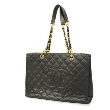 CHANEL Tote Bag Matelasse Chain Shoulder Caviar Skin Black Gold Hardware Women's