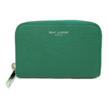 SAINT LAURENT Card Case Green leather