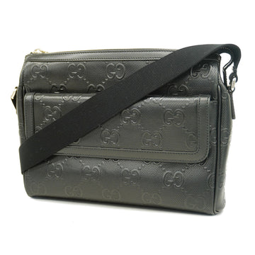 GUCCIAuth  GG Embossed 658565 Men's Leather Shoulder Bag Black