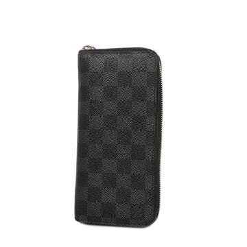 LOUIS VUITTONAuth  Damier Graphite Zippy Wallet Vertical N63095 Long Wallet