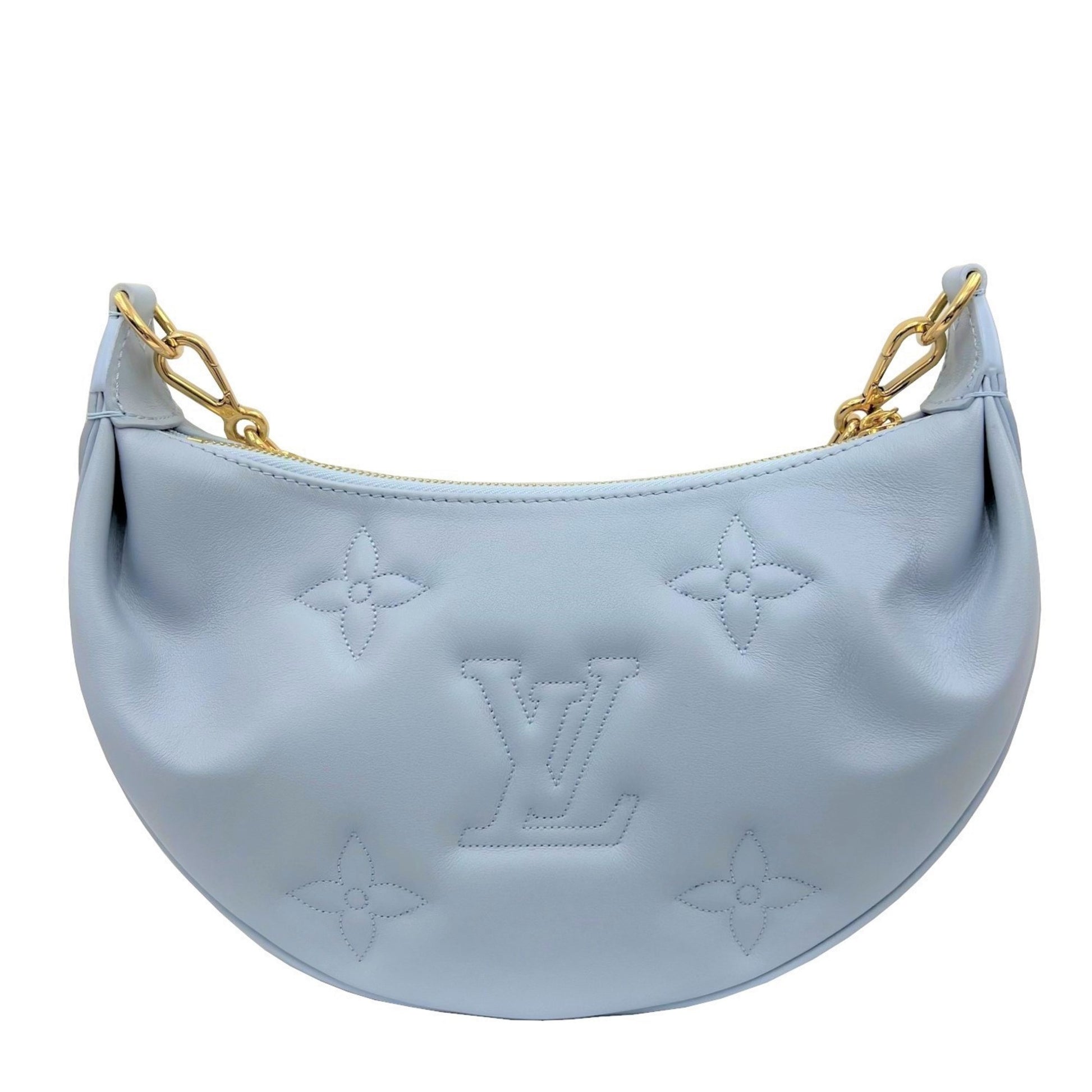 Authenticated Used LOUIS VUITTON Louis Vuitton Over The Moon M59825 RFID IC  Chip Blue Glacier Calf Leather New Current Women's Men's Crescent Hobo  Shoulder Bag Clutch 