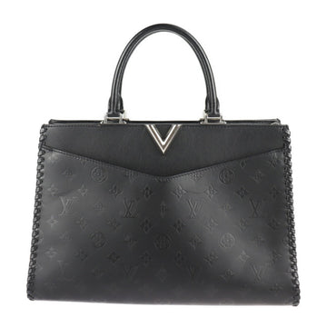 LOUIS VUITTON Verry Zip Tote Bag M54147 Monogram Embossed Grain Leather Smooth Noir Black 2WAY Handbag Shoulder Shopping V