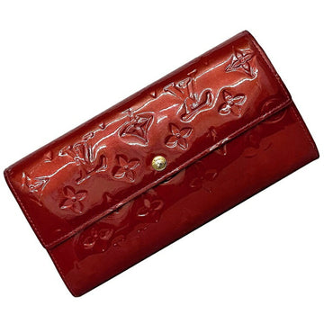 Louis Vuitton Long Wallet Portefeuille Sarah Red Pomme d'Amour Monogram Vernis M93530 Patent Leather TS1142 LOUIS VUITTON Bifold Flap Enamel Embossed Women's LV