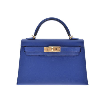 HERMES Mini Kelly 2 Blue Electric C Engraved [around 2018] Women's Vo Epsom Handbag